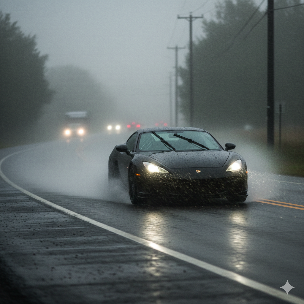 رانندگی در هوای بارانی