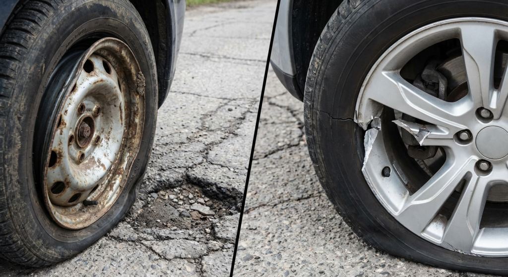 تست ضربه برای رینگ آلومینیومی و فولادی