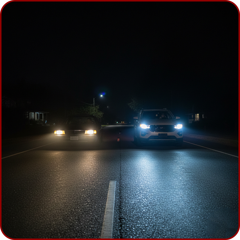 مقایسه روشنایی چراغ زرد شده و چراغ سالم